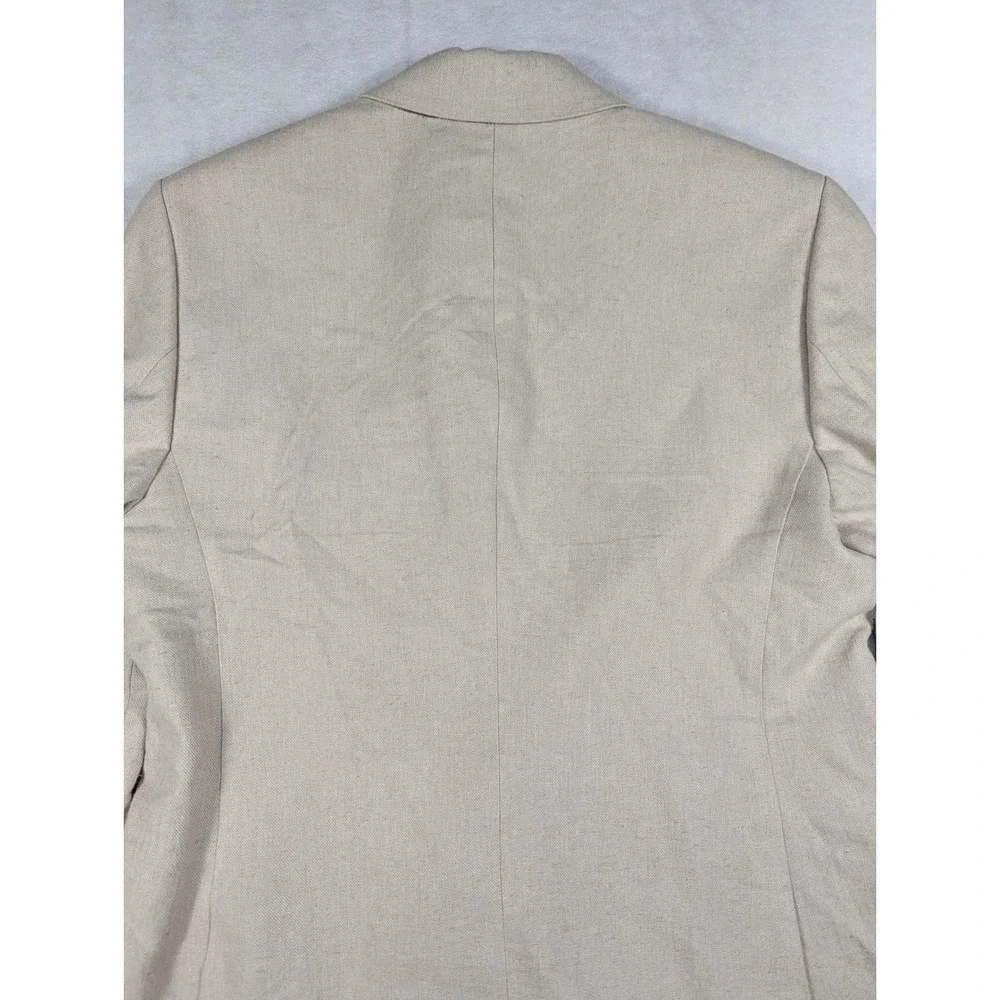 Abercrombie & Fitch Mens Collins 42L Double Breasted Linen Blend Blazer Beige